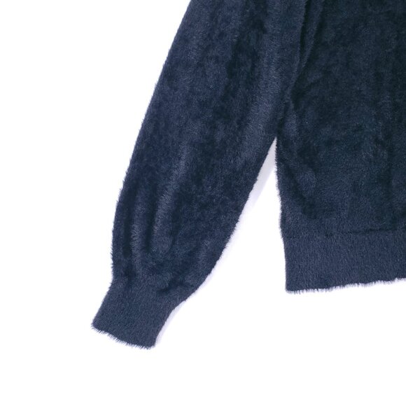 Halogen Women Black Mohair Fuzzy Cropped Soft Sweater Plus Size 100% Nylon - Picture 13 of 15